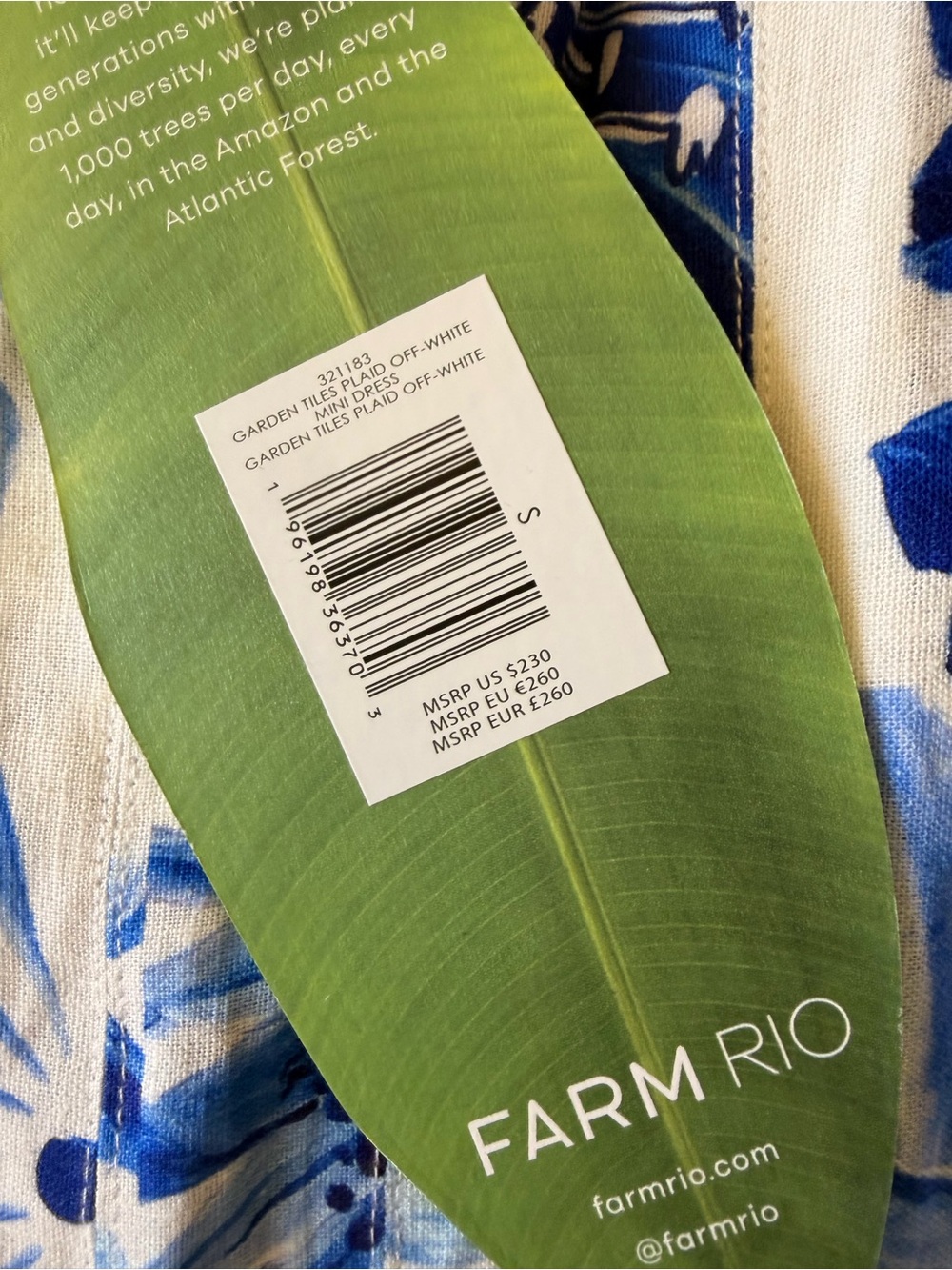 Farm Rio Garden Tiles Linen Mini Dress NWT - Picture 3 of 5